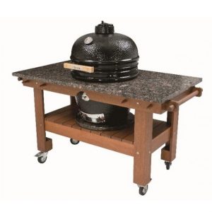 Beautiful hard wood cart with Red Midnight granite top