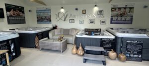 Elite Spas Isle of Wight showroom in Winford displaying Artesian hot tubs